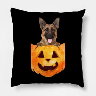 German Shepherd Dog In Pumpkin Pocket Halloween Pillow