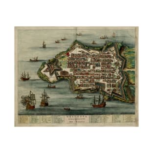 Vintage Map of Valletta Malta (1700) T-Shirt