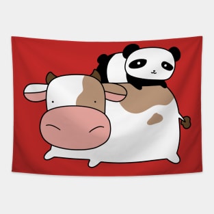 Cow and Little Panda Tapestry