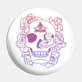 Rose Skull Illustration Pin