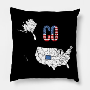 Vintage Colorado USA Map & Flag Pillow