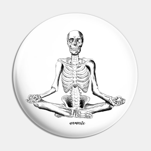 Namaste Skeleton Yoga Pin by deadlydelicatedesigns