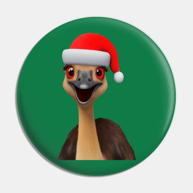 Santas Aussie Helper - Cute Christmas Emu Pin by taiche