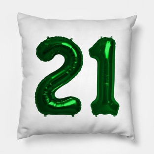 Bright Green 21st Birthday Metallic Helium Balloons Numbers Pillow