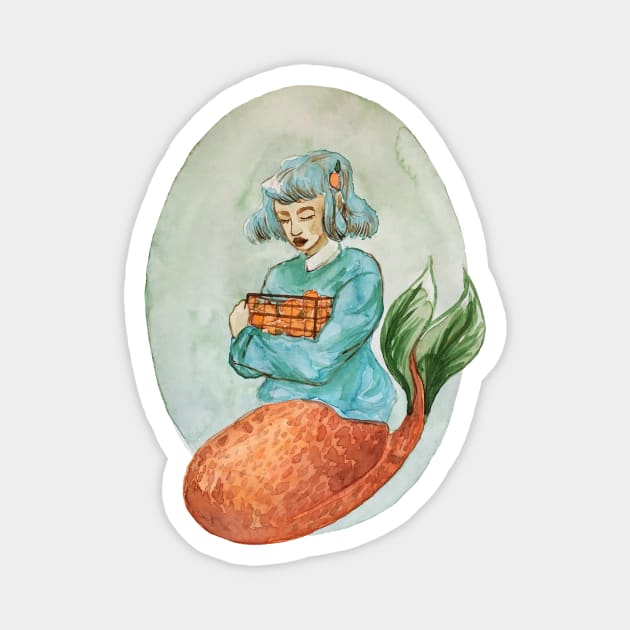 Orange mermaid Magnet by SosiCreatesArt