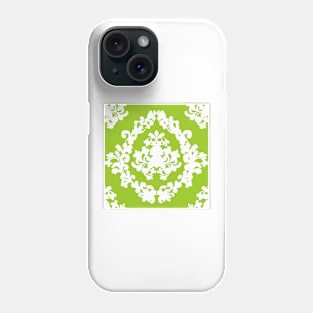 Victorian Damask GREEN AND WHITE Lace Pattern Phone Case