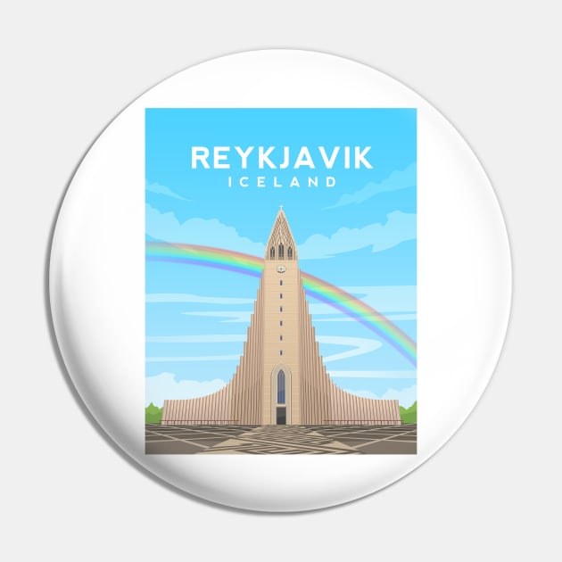 Reykjavik, Iceland - Hallgrimskirkja Cathedral Pin by typelab