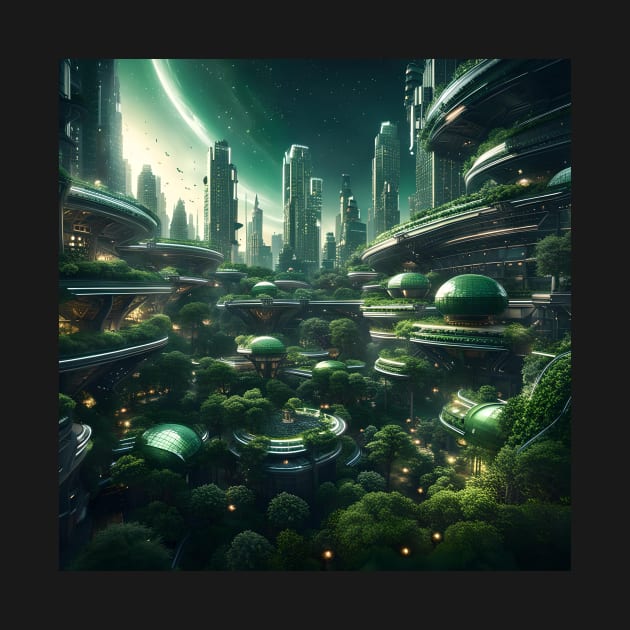 Space Green City by SmartPufferFish