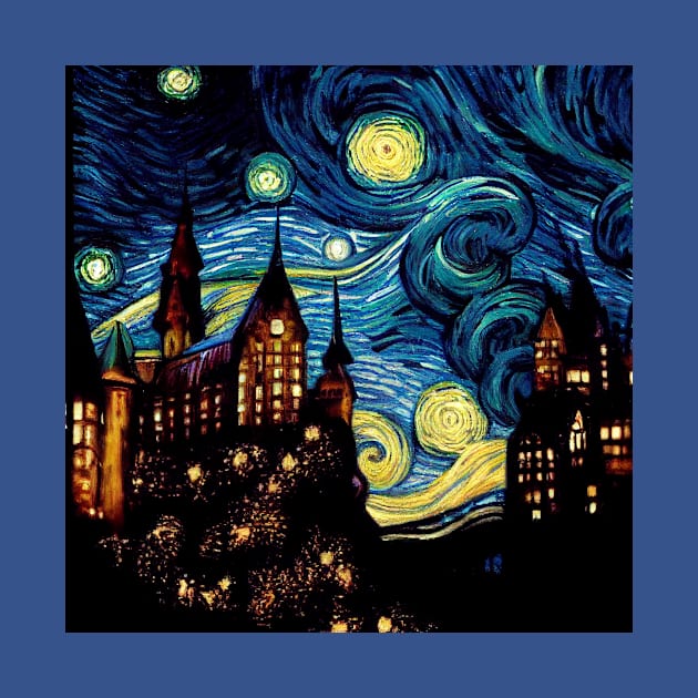 Starry Night Wizarding School Van Gogh by Grassroots Green