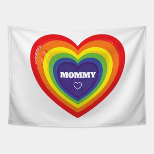 Womens Gay Lesbian Mommy LGBTQ Rainbow Hearts Pride Tapestry