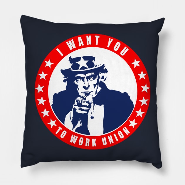 Funny Uncle Sam - Work Union Pillow by  The best hard hat stickers 