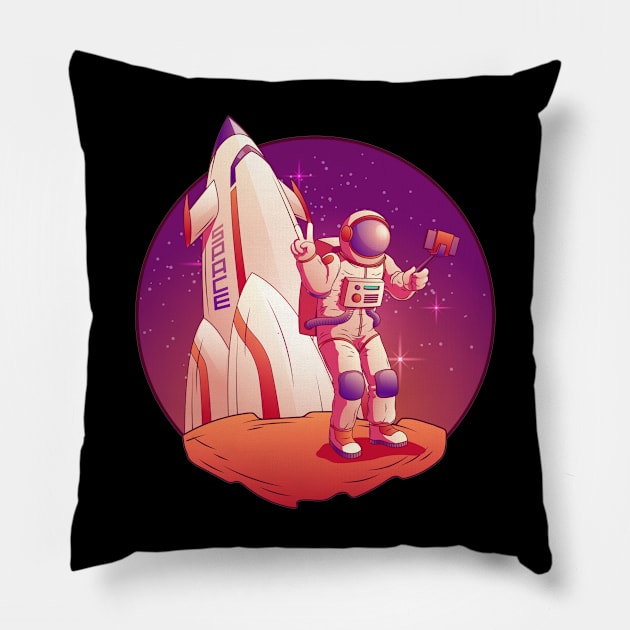 Astronaut Chilling on the Moon Pillow by Pestach