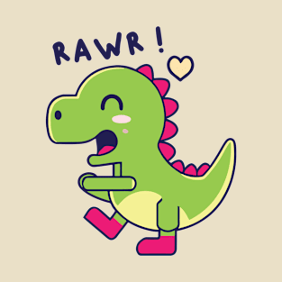 RAWR - Kawaii Cute Dinosaur Cartoon T-Shirt