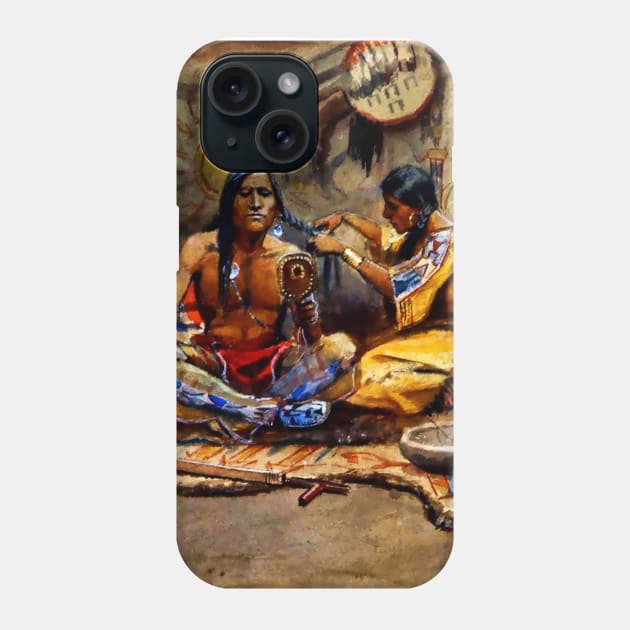 “Indian Beauty Parlor” by Charles M Russell Phone Case by PatricianneK