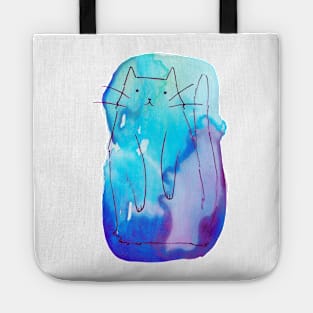 Ombre Purple Blue Watercolor Cat Tote