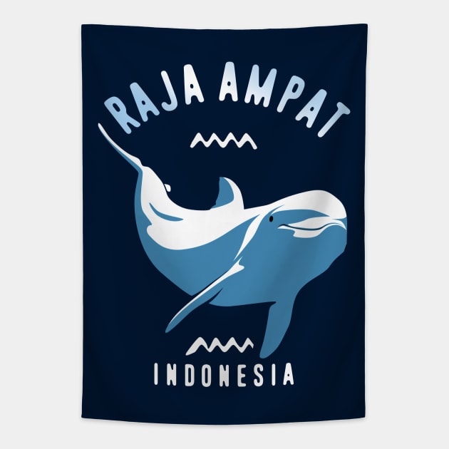 Swimming with Dolphins at Raja Ampat, Indonesia - Scuba Diving Tapestry by TMBTM