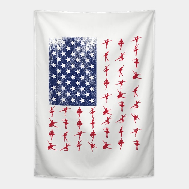 Ballet Dancing - Ballet Dancer USA Flag Tapestry by Kudostees