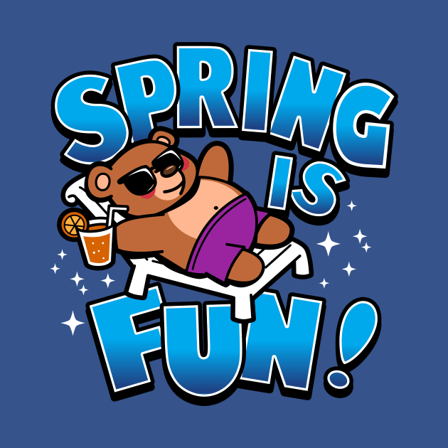 Spring Is Fun Cute Kawaii Bear Chilling On Spring Break by Originals By Boggs