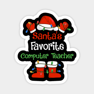 Santa's Favorite Computer Teacher Funny Christmas Pajamas Magnet