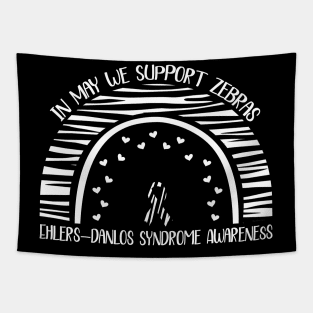 Ehlers Danlos Awareness Month Boho Rainbow Zebra Ribbon Tapestry