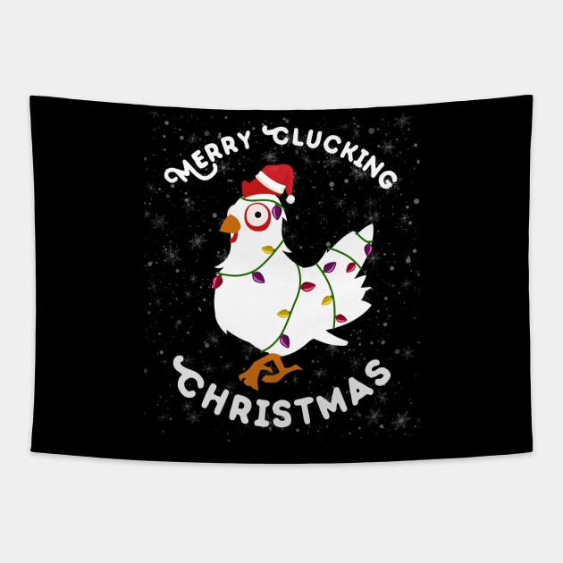 Merry Clucking Christmas Tapestry by MasliankaStepan