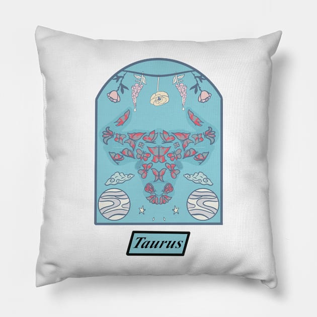 Taurus #1c Pillow by SugarSaltSpice