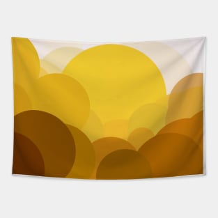 Golden Dawn Circles, Abstract Landscape Pattern Design Tapestry