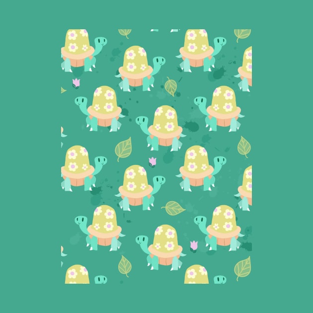 Cute Flowery Turtle Pattern by saradaboru