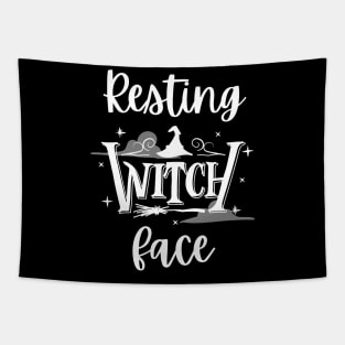 Resting Witch Face Text Design - Halloween Pun Tapestry