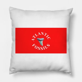 Red and White Nautical Light Blue Atlantic Fossils Shark Tooth Print Pillow