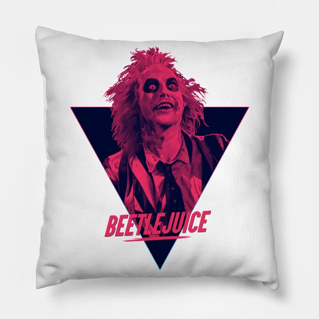 Beetlejuice 80s design Pillow by TheSnowWatch