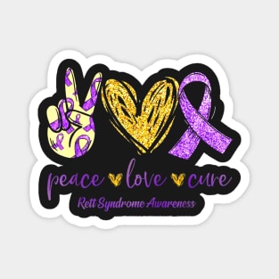 Peace Love Cure Ribbon Rett Syndrome Awareness Magnet