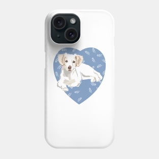 White Dog with Blue Heart Hunting Dog Phone Case
