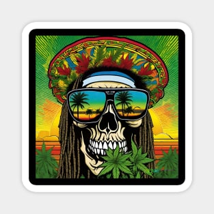 Reggae Music - Jamaican Stoner Skull 28 Magnet