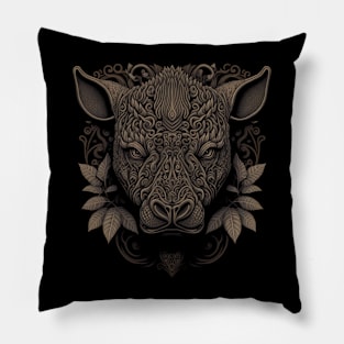 rhinoceros decorated with Javanese ornaments Pillow