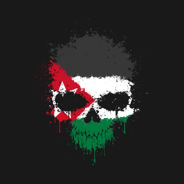 Chaotic Jordanian Flag Splatter Skull by jeffbartels