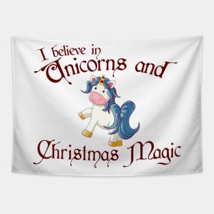 Believe in Christmas Unicorns and Christmas Magic Tapestry