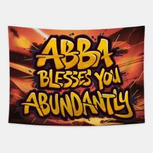 May God Bless You Abundantly - 2 Corinthians 9:8 - Scripture Art Graffiti Tapestry