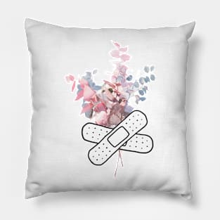 Pastel branch with band aid patch Pillow