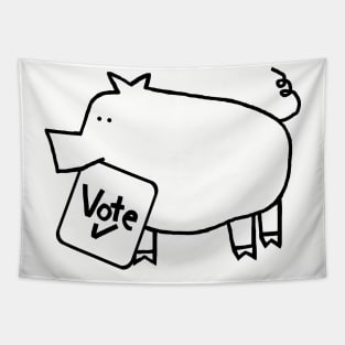 Cute Pig says Vote Outline Tapestry