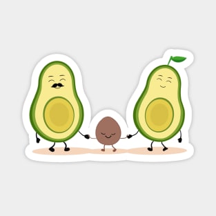 Avocado family, cute cartoon avocado, avocado lovers, vegan t shirt Magnet