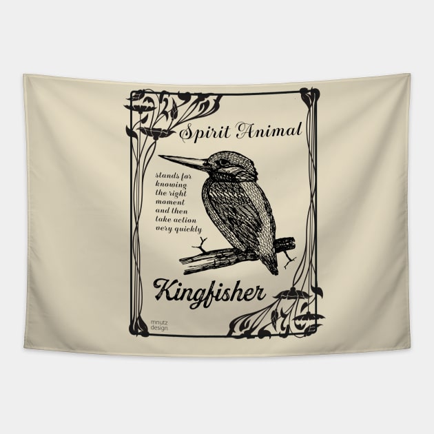 Spirit Animal - Kingfisher - black Tapestry by mnutz