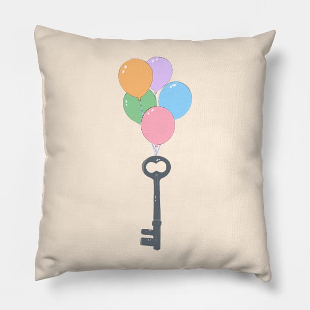 Keys and Balloons Pillow by ilustraLiza