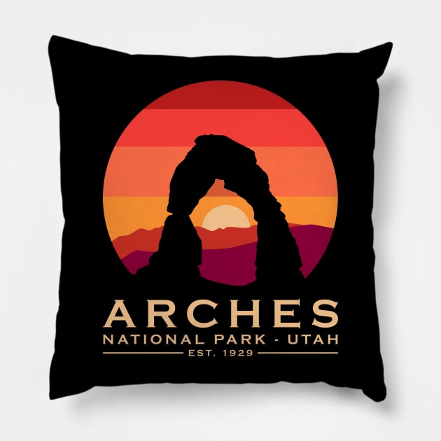 Arches National Park Utah - Est 1929 Pillow by Sachpica