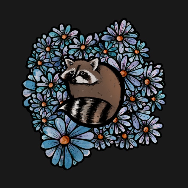 Sweet Raccoon In Flowerbed by bubbsnugg