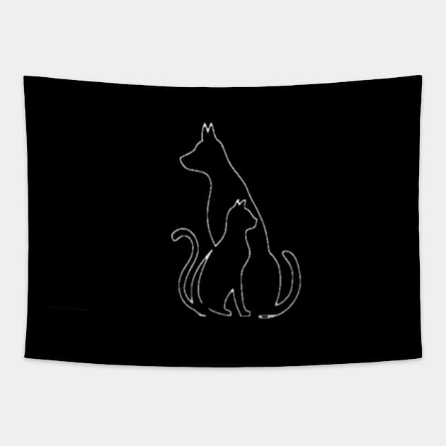 Love Cat and dog Tapestry by Titou design