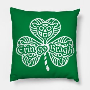 Erin go Bragh! Shamrock (white print) Pillow