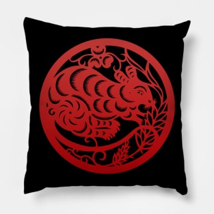 Chinese Zodiac Mouse in Red Pillow