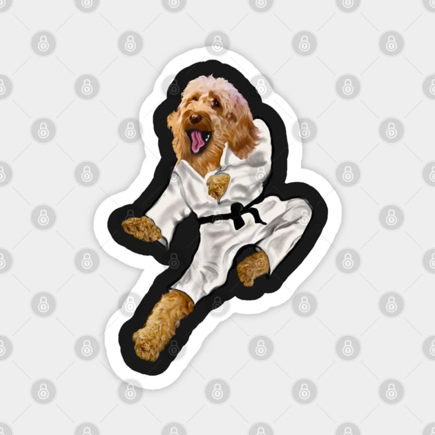 Cavapoo Fists of furry Kong fu Cava - Karate - martial arts Cavapoo Cavoodle puppy dog  - cavalier king charles spaniel poodle, puppy love Magnet by Artonmytee