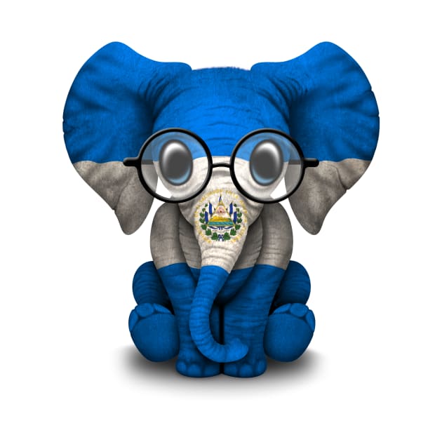 Baby Elephant with Glasses and Salvadorian Flag by jeffbartels